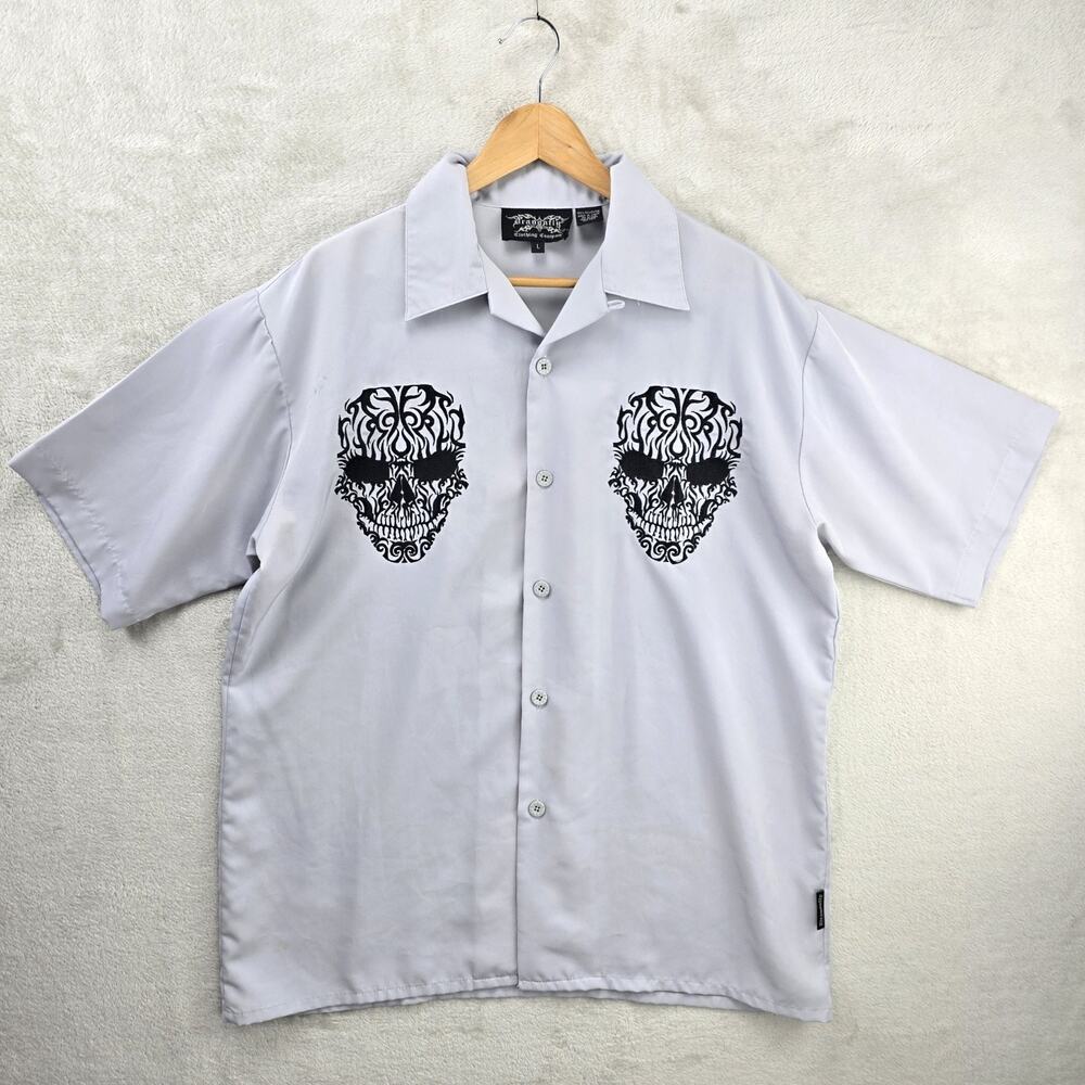 Vintage Dragonfly Clothing Shirt Men’s Large Gray Skull Tribal 90s Grunge Skater